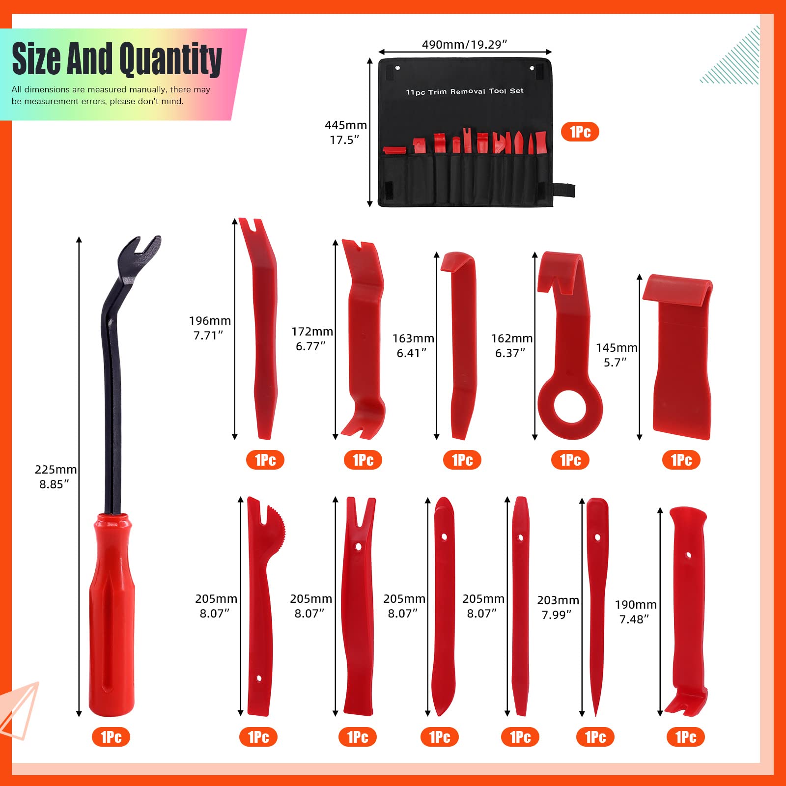 Tanstic 13Pcs Auto Trim Removal Tool Kit, Plastic No-Scratch Pry Tool Kit, Car Interior Trim Removal Tools, Fastener Remover - Image 2