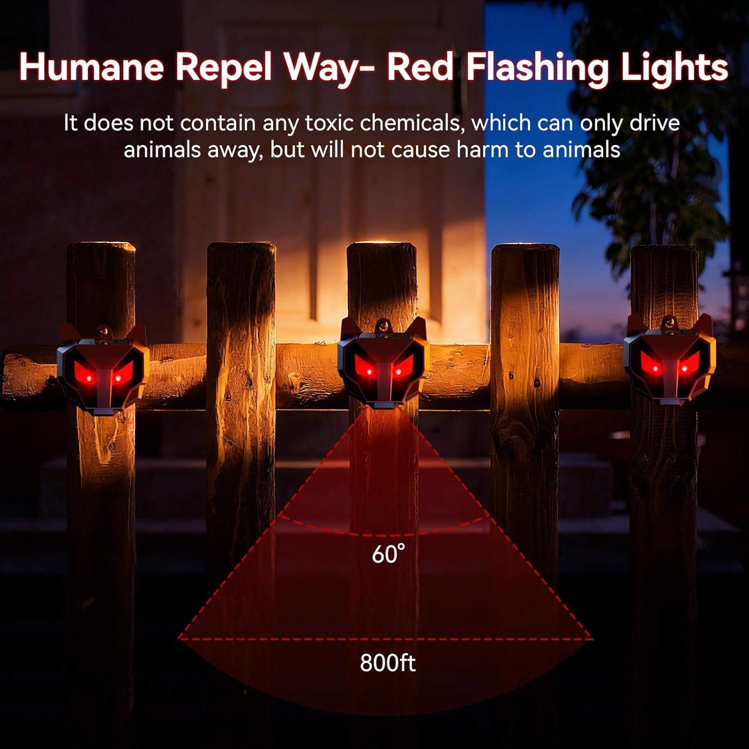 2026 Coyote Deterrent Solar Nocturnal Animal Repeller Predator Lights for Coyote Racoon Deer Fox Skunk Predator Eyes Animal Deterrent for Chicken Coop Yard Farm (4-Pack)