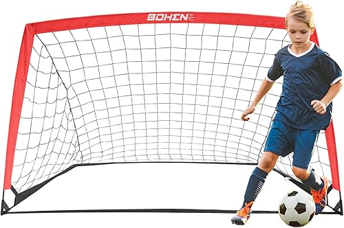 BOHEN 11x5.5 FT9x5 FT6x4 FT Portable Metal Soccer Goal for Backyard with Carry Bag - Fun for Outdoor Indoor Training Games for Kids and Adult, Easy