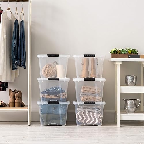 Vista 64 de IRIS USA - Caja de almacenamiento de plástico de 19 cuartos de galón con tapa y pestillos – Paquete de 4 – sin BPA, solución de organización