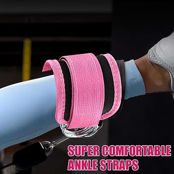 Cable Ankle Straps for Gym Cable Kickback and Leg Extensions - Double D-Ring 2pcs