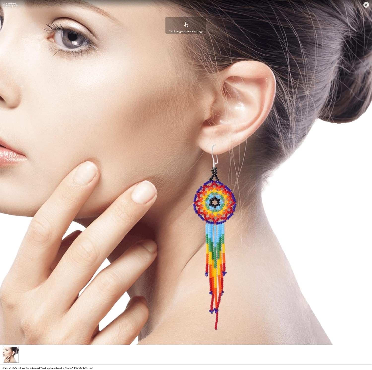 NOVICA Artisan Glass Beaded Waterfall Earrings Huichol Multicolored from Mexico [4.7 in L x 1.2 in W] ' Colorful Huichol Circles'