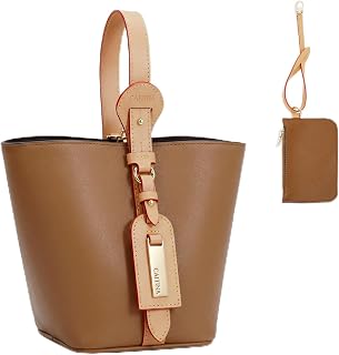 Tote Bag for Women, 4-Way Vegan Leather Bucket Purse Top Handle Handbag Shoulder Crossbody Bag with Detachable Small Purse