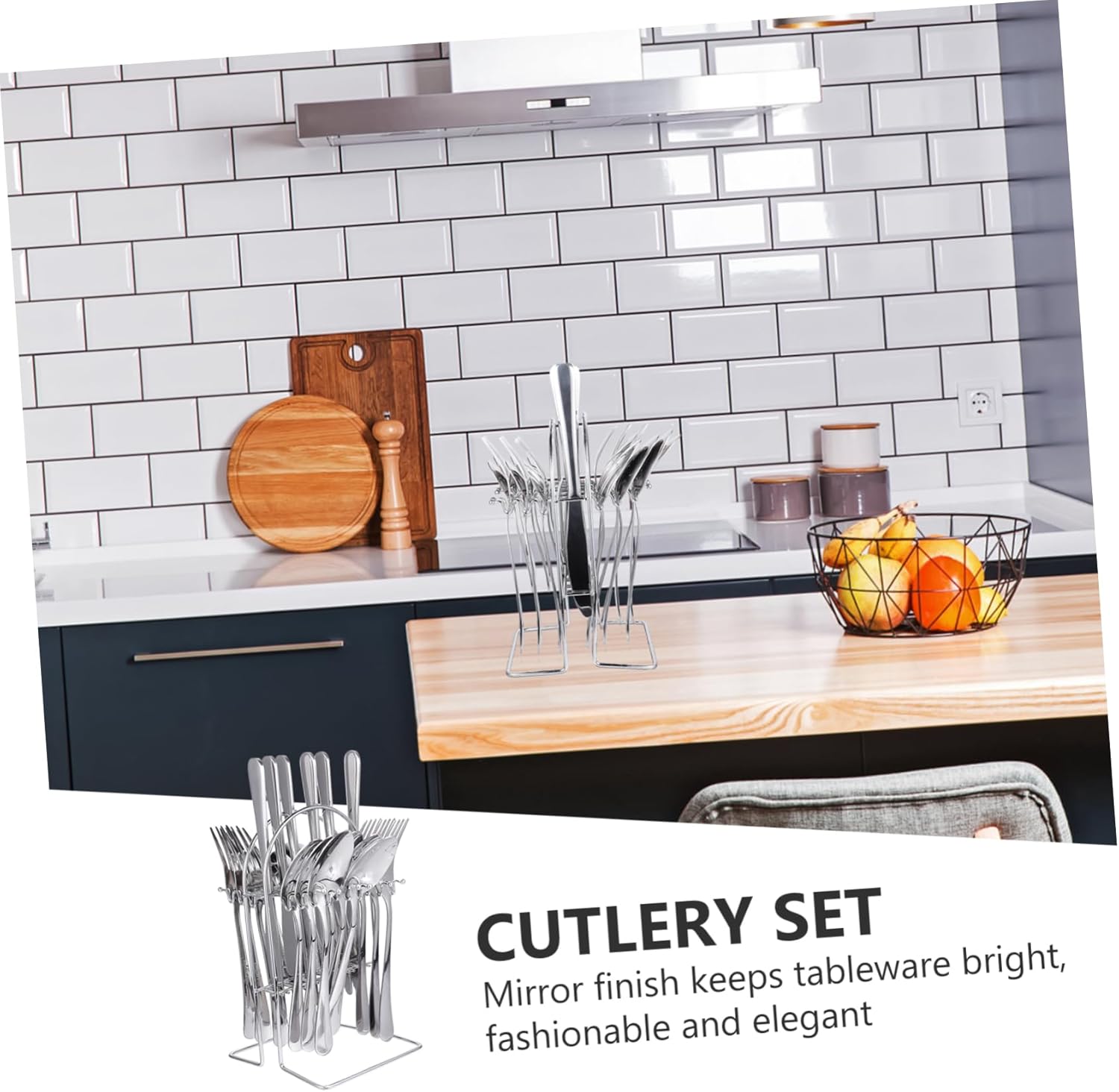 PRETYZOOM 24-Piece Stainless Steel Cutlery Set Compact Tableware Forks and Spoons Dishwasher Safe for Home and Outdoor Dining