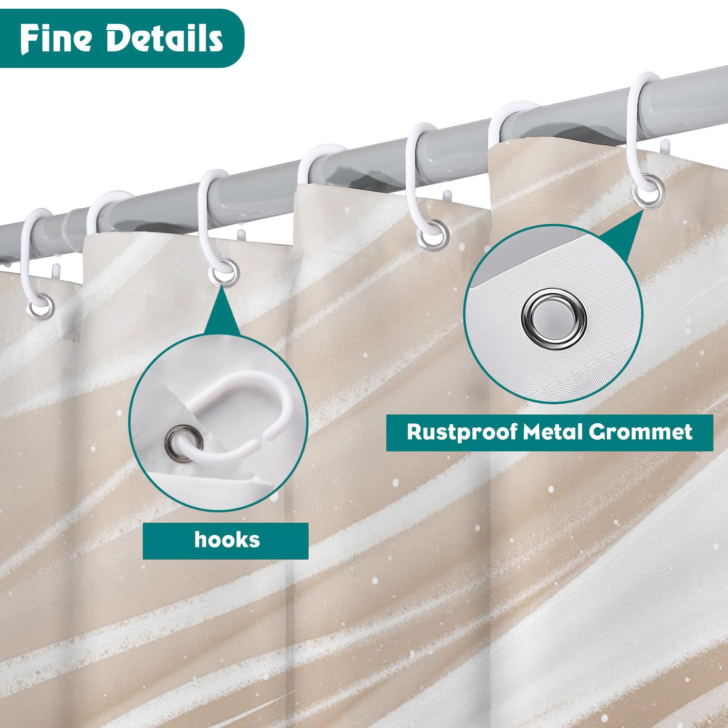 Rideau De Douche Traits De Pinceau Illustration Abstraite Tissu Imperméable Lavable avec Crochets Anti Moisissure en Polyester Rideau Douche pour Salle De Bain