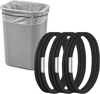 Garbage Can Bands Fits 13 to 30 Gallon Trash Cans, 3 Pack Durable Trash Can Bag Holder Bands with Strong Elasticity, Homewares Litter Box Bands Good for Home Office School, Trash Can Bands Set, Black