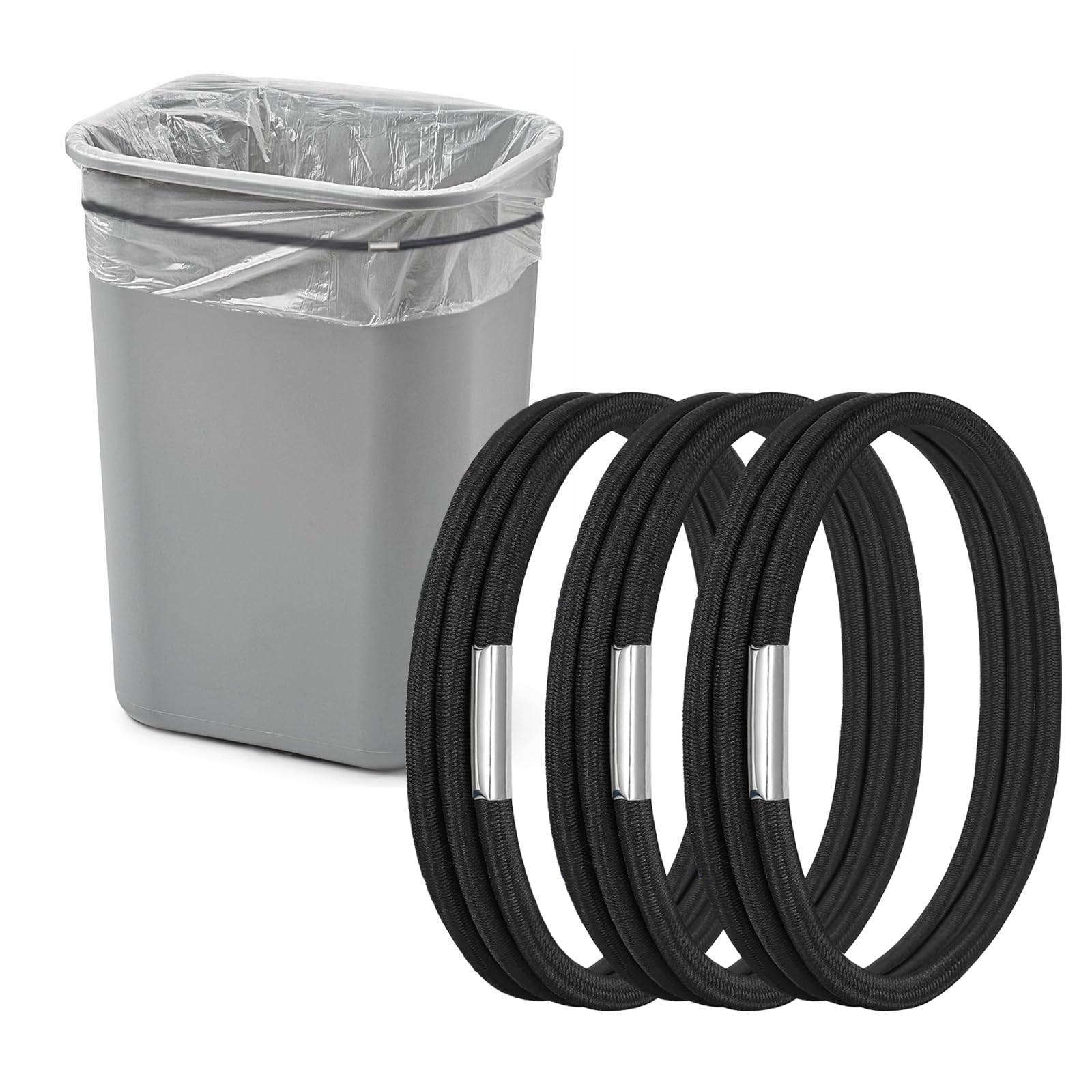 Garbage Can Bands Fits 13 to 30 Gallon Trash Cans, 3 Pack Durable Trash Can Bag Holder Bands with Strong Elasticity, Homewares Litter Box Bands Good