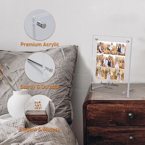 Miniatura 6 de Marco de collage de fotos personalizado, marco de compromiso para parejas, placa acrílica personalizada, regalos para recién casados, regalos de