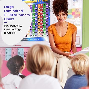 Numbers 1-100 Chart for Preschool Kids - 17 x 22 Learn to Count to 100 Poster for Classroom or Home - Fully Laminated Durable Material