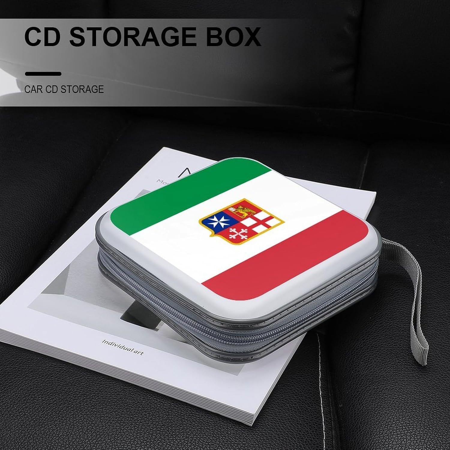Civil Ensign of Italy Flag Protective CD Case Storage Rack 40 Capacity DVD Holder Organizer Car Travel