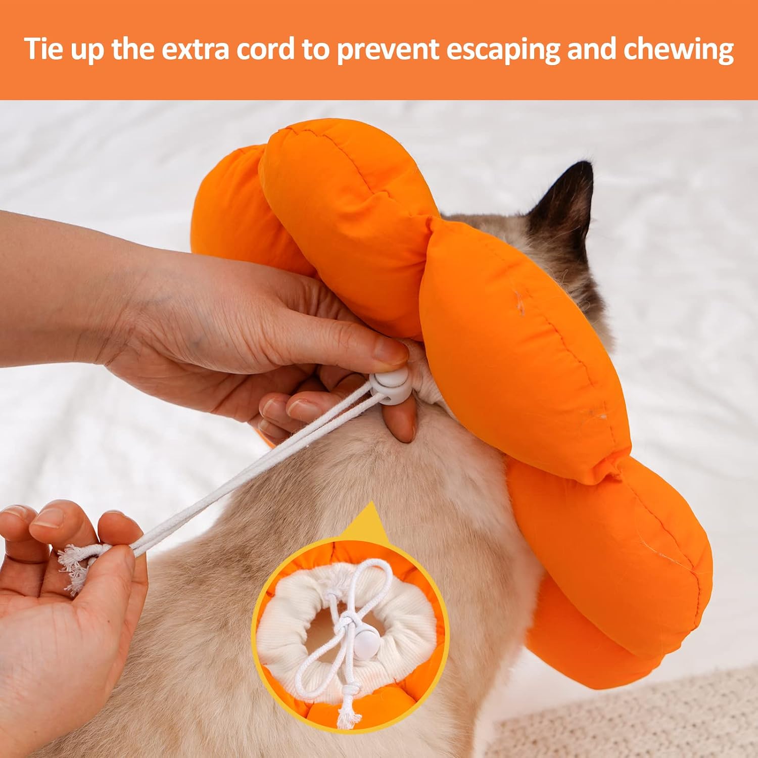 Avont Cat Cone Collar Soft, Adjustable Recovery E Collar Alternative for Cats Kittens Puppies, Elizabethan Neck Cone of Shame to Prevent Licking Biting After Surgery Protect Wounds -Orange(S)