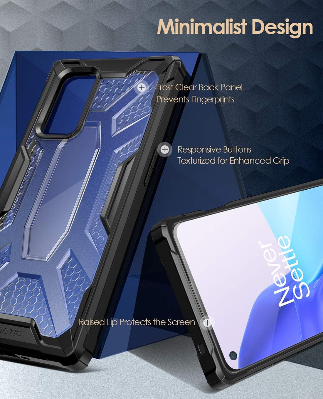 Poetic Affinity for OnePlus 9 5G Case, Rugged Lightweight Military Grade OnePlus 9 Case, Hybrid Protective Bumper Cover, Black/Clear