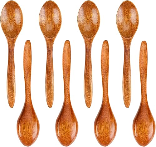 8 cucharas de madera pequeñas de miel, cucharas de madera para cocinar, cucharas de 5.7 pulgadas para té, cucharadita de miel para café, cucharadita