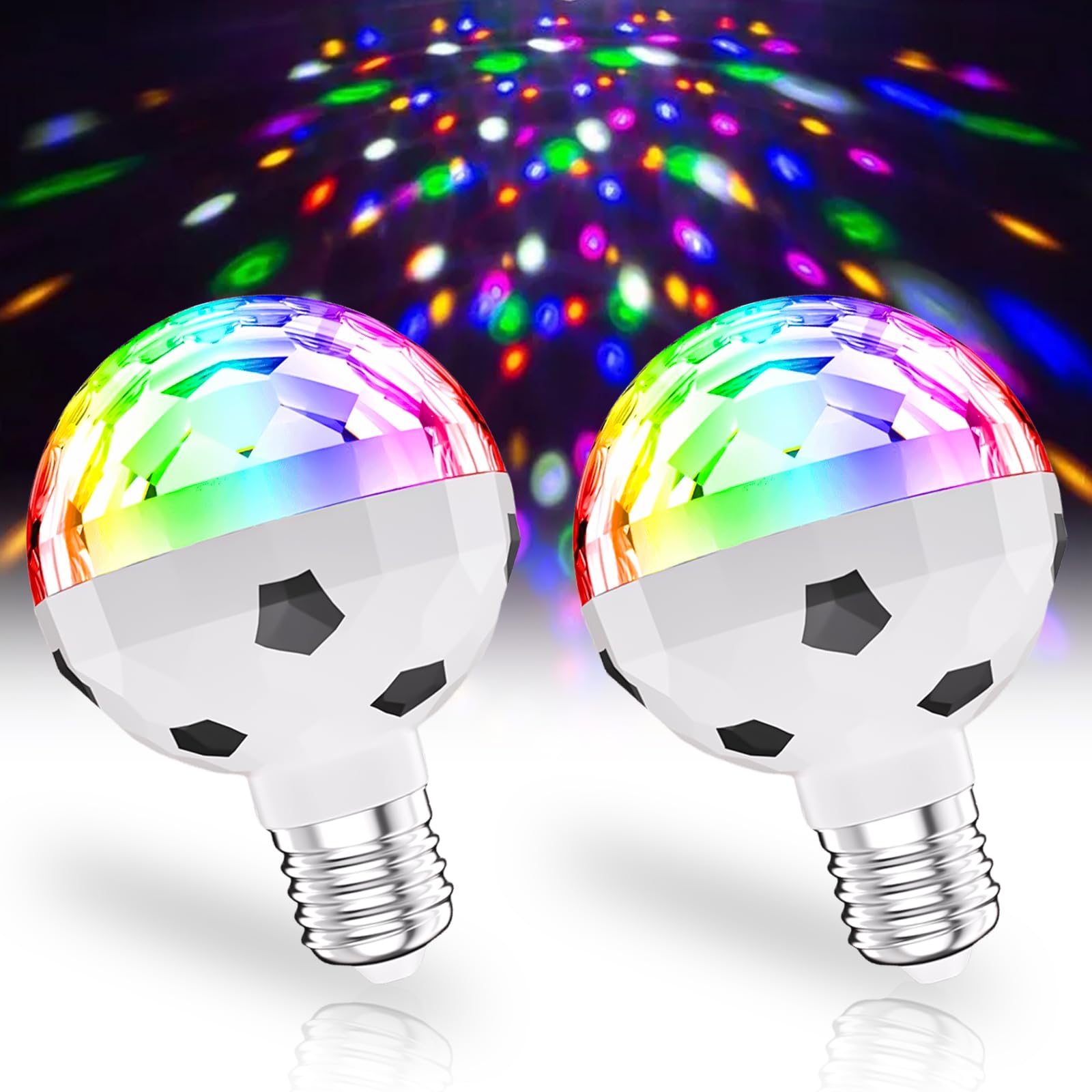Vaileal Lot de 2 boules disco LED E27 6 W RVB rotative 360° 7 couleurs
