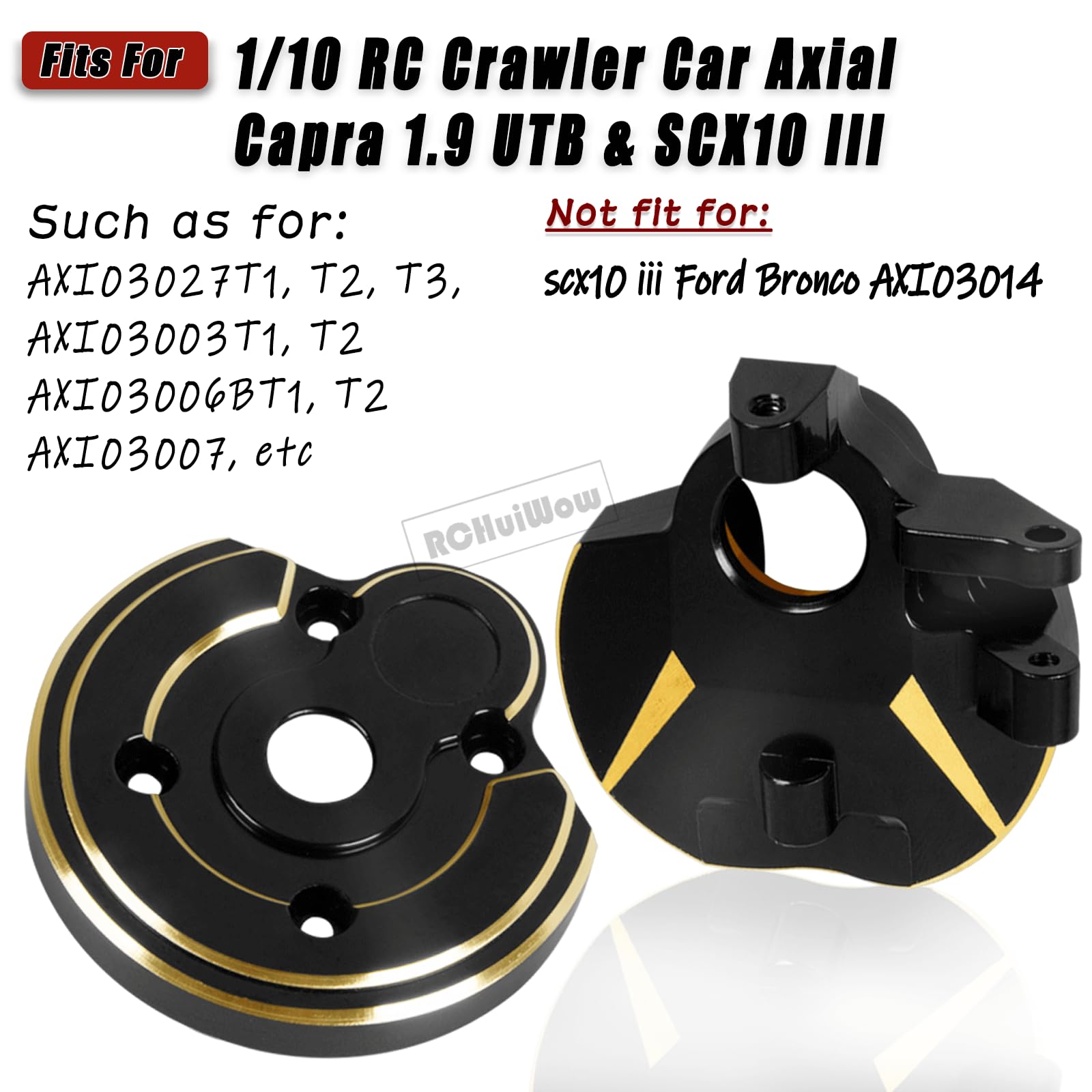 RCHuiWow Brass Portal Covers For Axial Capra UTB/SCX10 III - Heavy Weight Upgrade Parts, Black