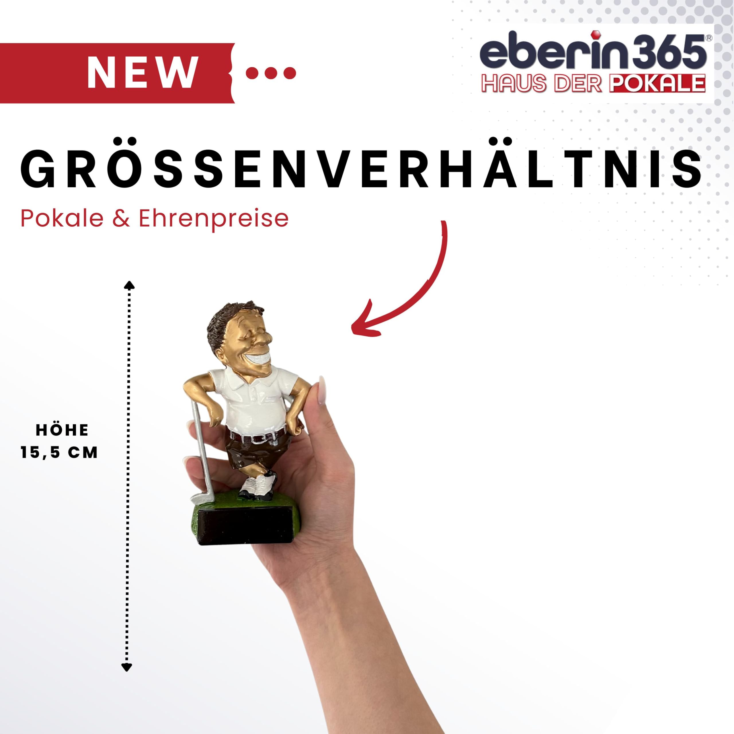 Funny Golf Pokal 15,5 cm aus Resin – witzige Trophäe mit Golfer-Figur auf Rasen Look-Sockel – humorvoller Award für Turniere, Vereine & Büro – mit Gravurschild personalisierbar