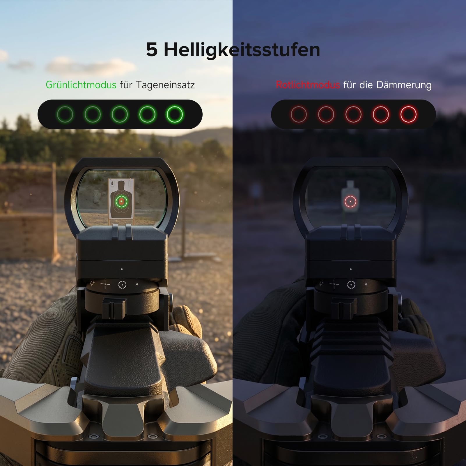 Feyachi RS-31 Red Dot Visier, Wiederaufladbares Rotpunktvisier Airsoft mit 20mm/22mm Picatinny Schiene, 4 Reticles 5 Helligkeitseinstellungen Leuchtpunktvisier Zielfernrohr für Jagd Softair Pistole