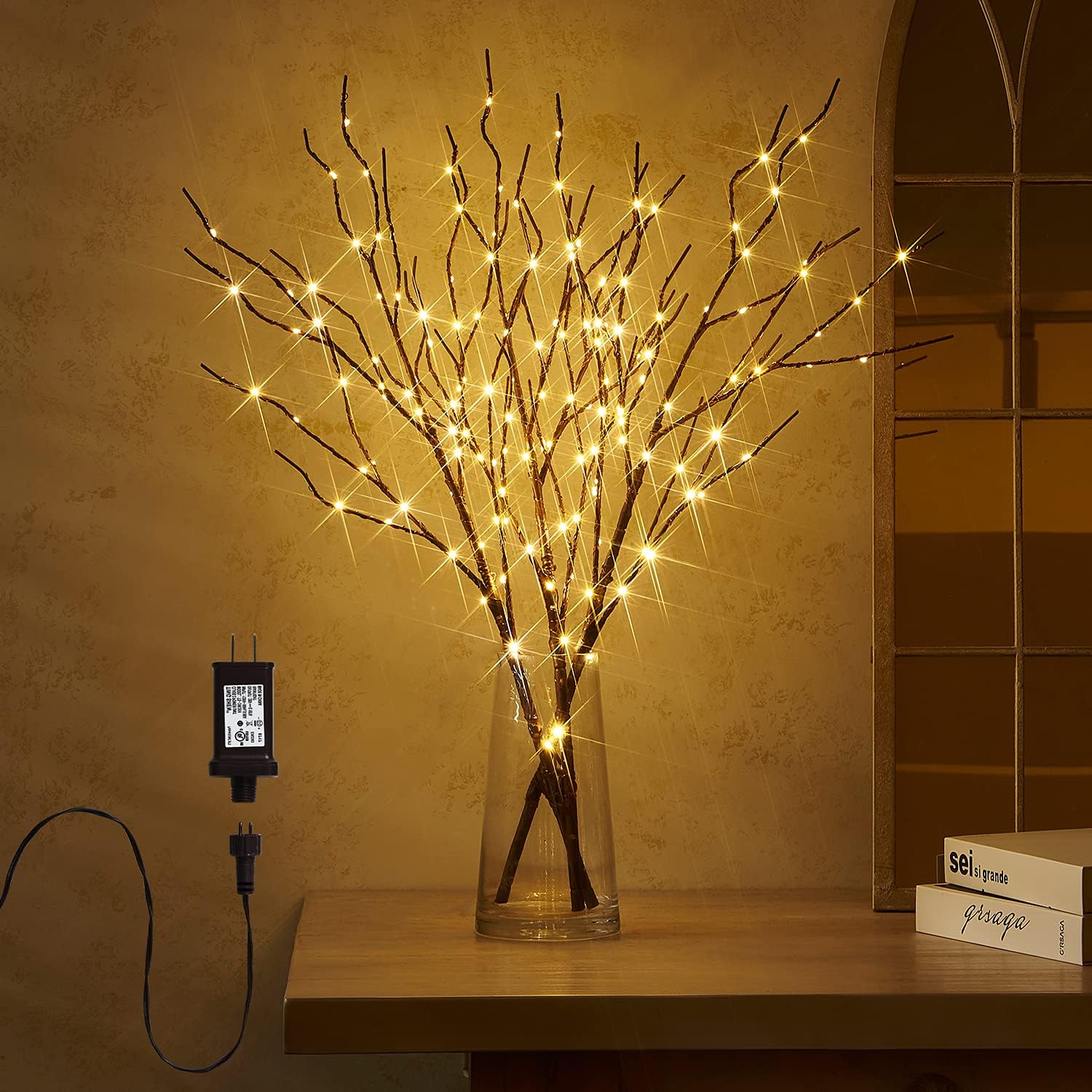 - Fudios Lighted Branch Plug in with Timer Willow Branches with Fairy Lights for Vase Twig 32IN 150 LED Outdoor and Indoor Holiday Party Decor
