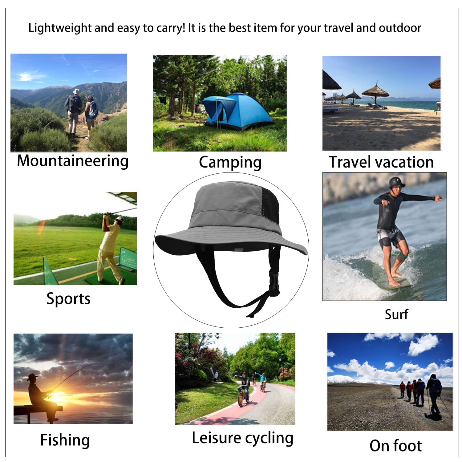 WANYIG Cappello da Sole Anti UV Uomo Donna Estivo One-in-all Stoccaggio Impermeabile Cappello da Pescatore per Pesca Asciugatura Rapida Grande 56-60CM con 6.5cm Tesa