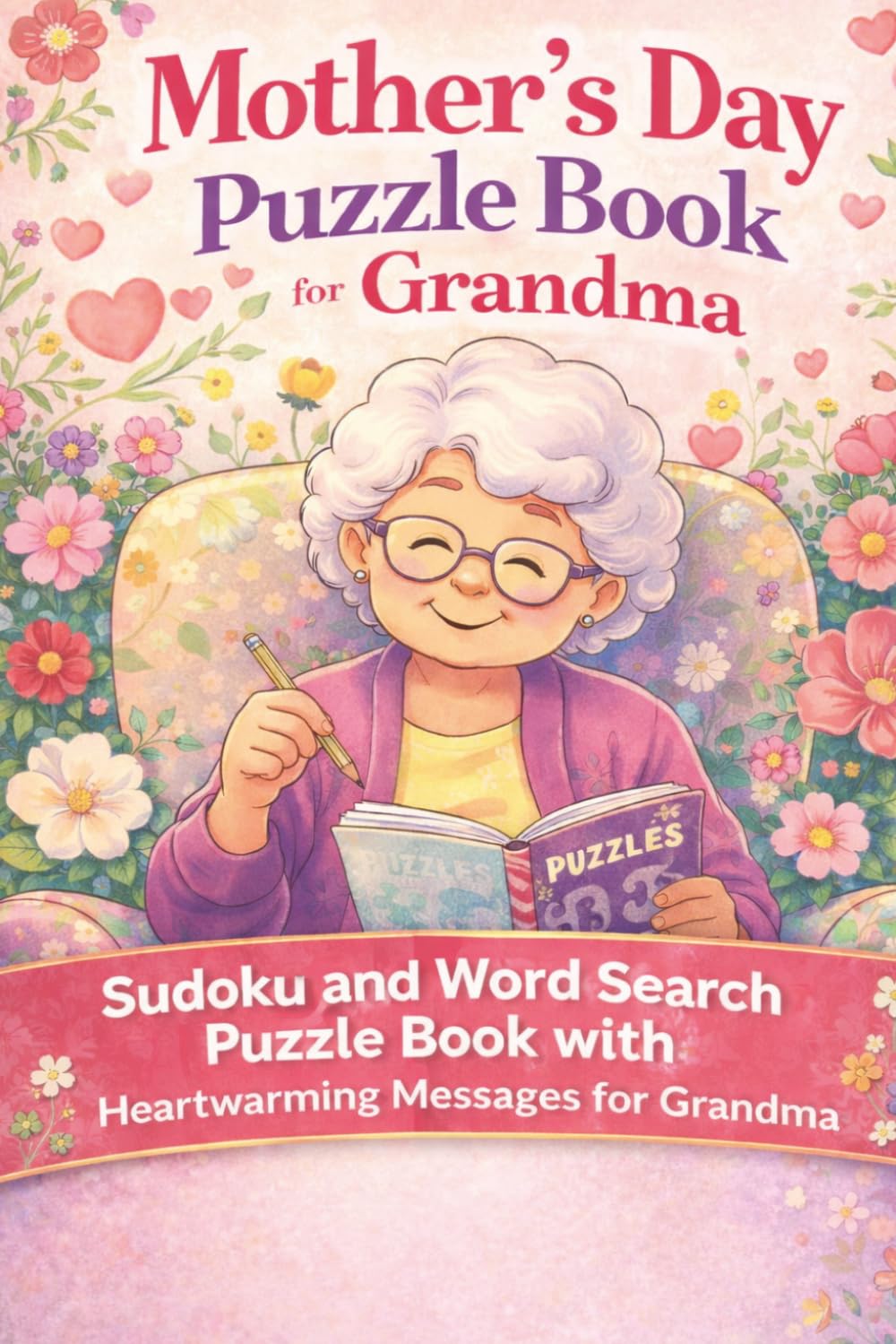 Mother’s Day Puzzle Book for Grandma: Sudoku and Word Search Puzzle Book with Heartwarming Messages for Grandma | 6x9 Inches, 110 pages | Solutions Included (Mother/Grandmothers Day Sudoku + Quotes)