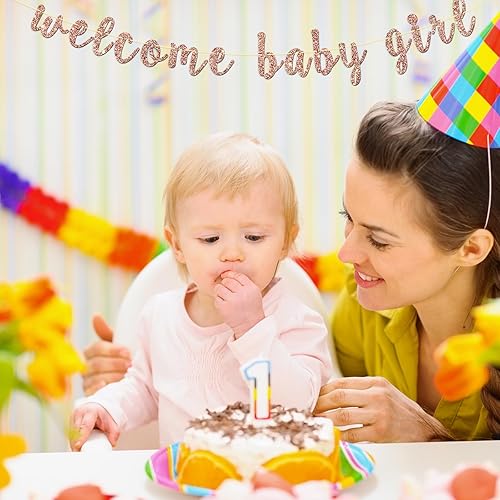 Miniatura 6 de Cartel de bienvenida de oro rosa para bebé, con purpurina de una pequeña princesa, baby shower, revelación de género, embarazada, AF bebé, 1er 2