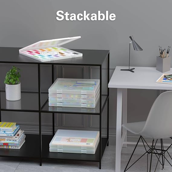 Denkee 12 x 12 Paper Storage, 6 Pack Scrapbook Paper Organizer Storage, Craft Organizers Box, Portable Storage Containers for Board Game, Craft, Art Supplies