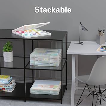 Denkee 12 x 12 Paper Storage, 6 Pack Scrapbook Paper Organizer Storage, Craft Organizers Box, Portable Storage Containers for Board Game, Craft, Art Supplies