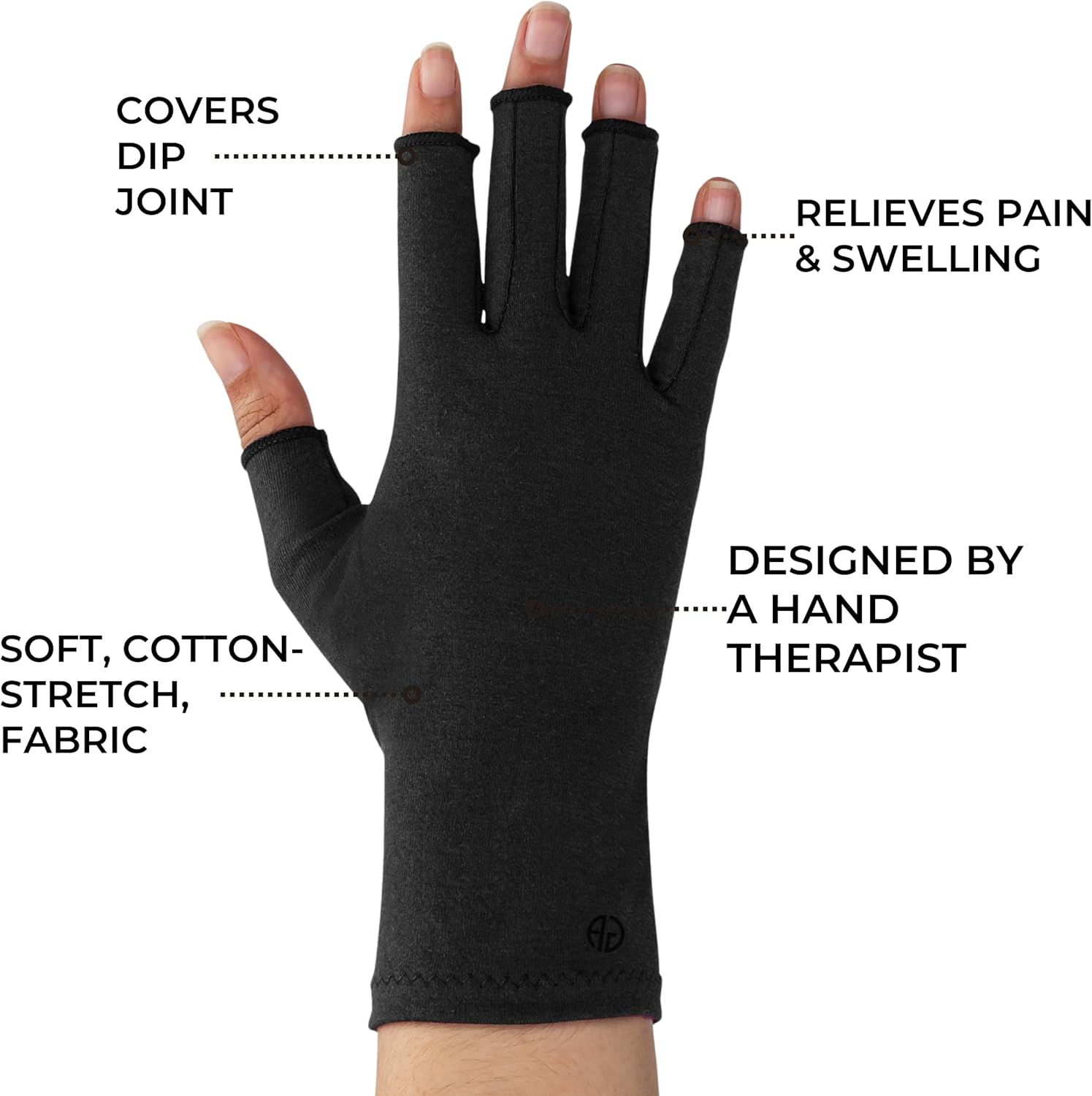 GRACE & ABLE Compression Gloves for Arthritis - Open Finger, Cotton-Blend, Lightweight, Breathable Hand Support