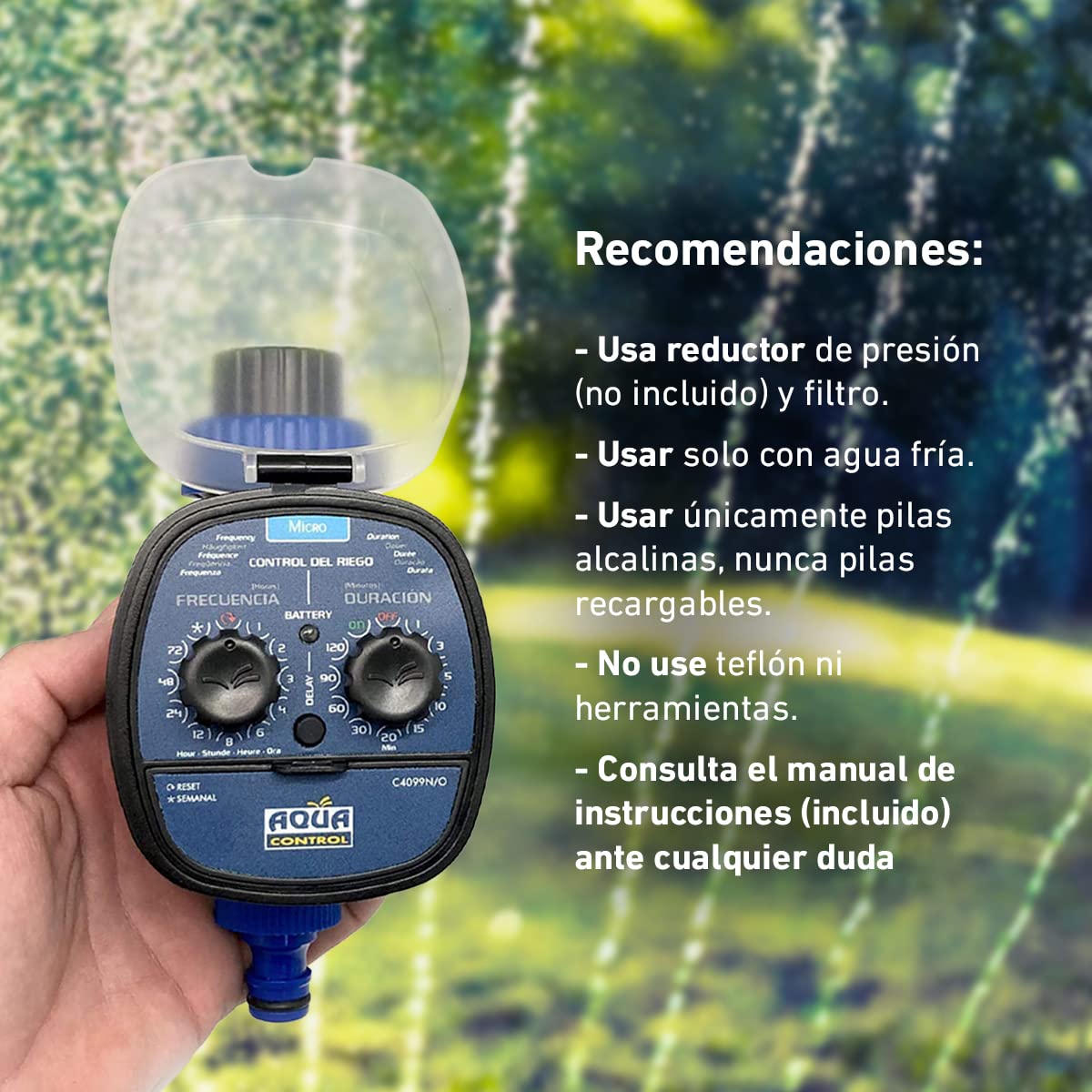 Aqua Control C4099O Programador de Riego para Jardín, Para todo tipo de Grifos, Apertura a 0 Bar, Color Azul — view 4
