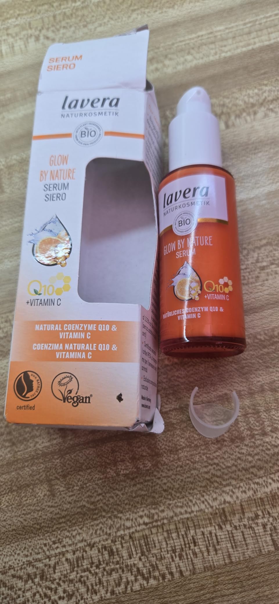 lavera Glow by Nature Serum - Face Serum with Q10 & Vitamin C for a Radiant Complexion - Moisturizing Facial Serum - Anti Wrinkle - PETA Certified - Vegan - Made in Germany - 1 Fl Oz