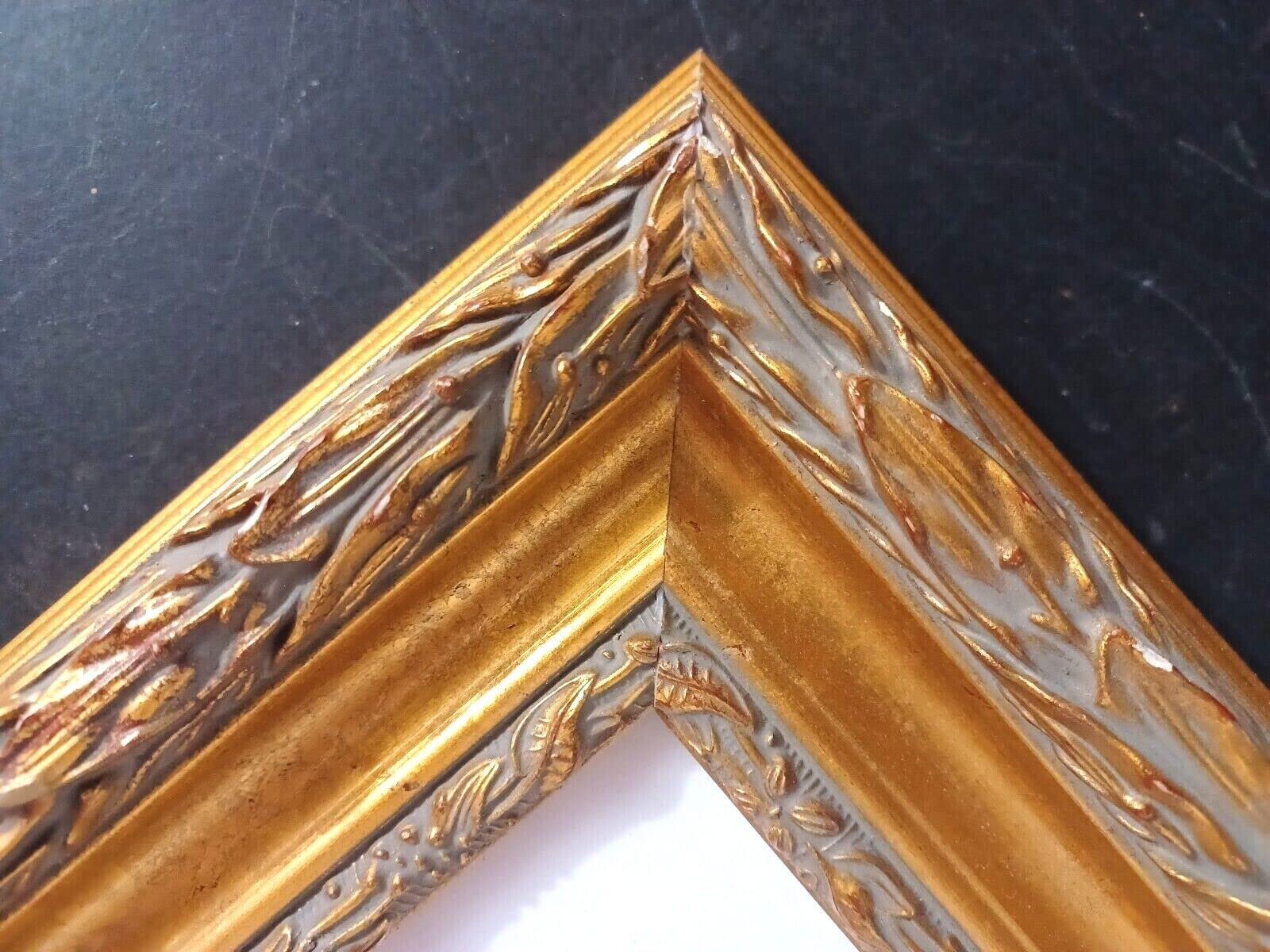 StandardPictureFrames 9 X 12 STD Picture Frame 2 3/4" Wide Ornate Gold Scoop w/Glazing/Backing (Acid Free Foamboard UV70 UltraVue Glass)