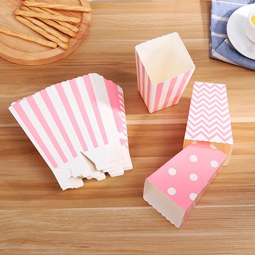 Miniatura 7 de 48pcs Palomitas Cajas Cartón Caramelo Contenedor Rugby Stripe Wave Dot Patrón Deco1