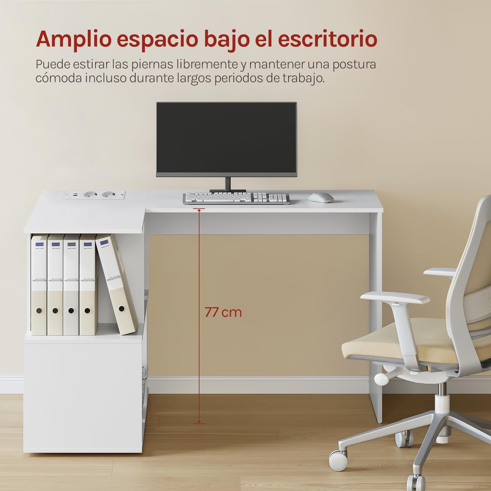 WOLTU Escritorio Esquinero en L, Mesa Ordenador con Estantería