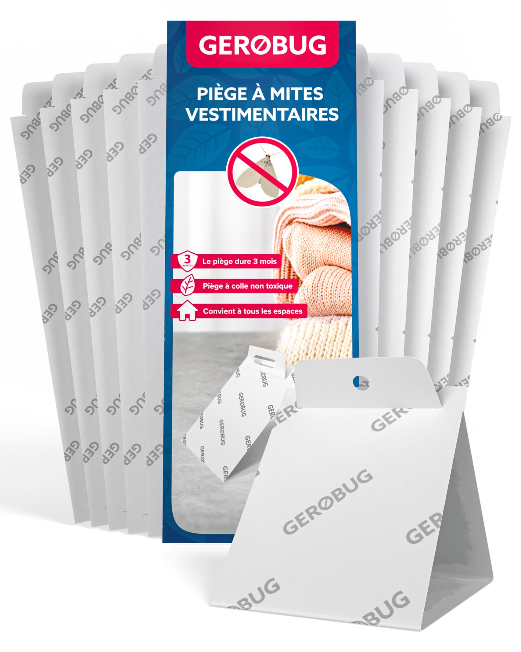 Piège à mites des vêtements Gerobug 10 pièces - Protection contre les mites avec phéromones attractive - Adapté aux meub