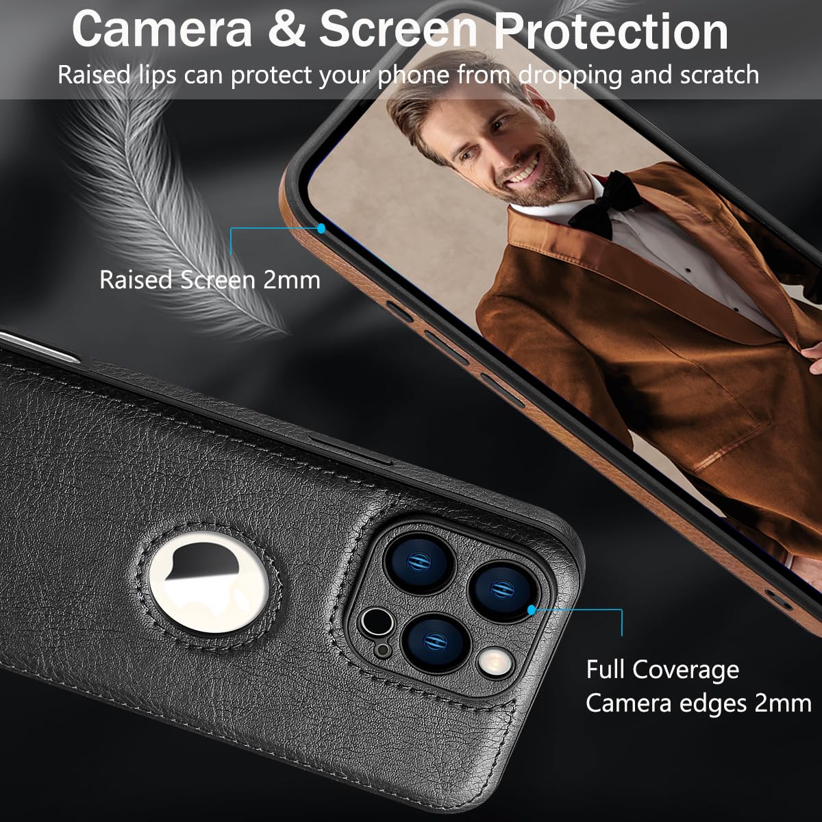 Custodia In Pelle PU Per IPhone 16 Pro Max - Cover Protettiva Con Protezione Lente