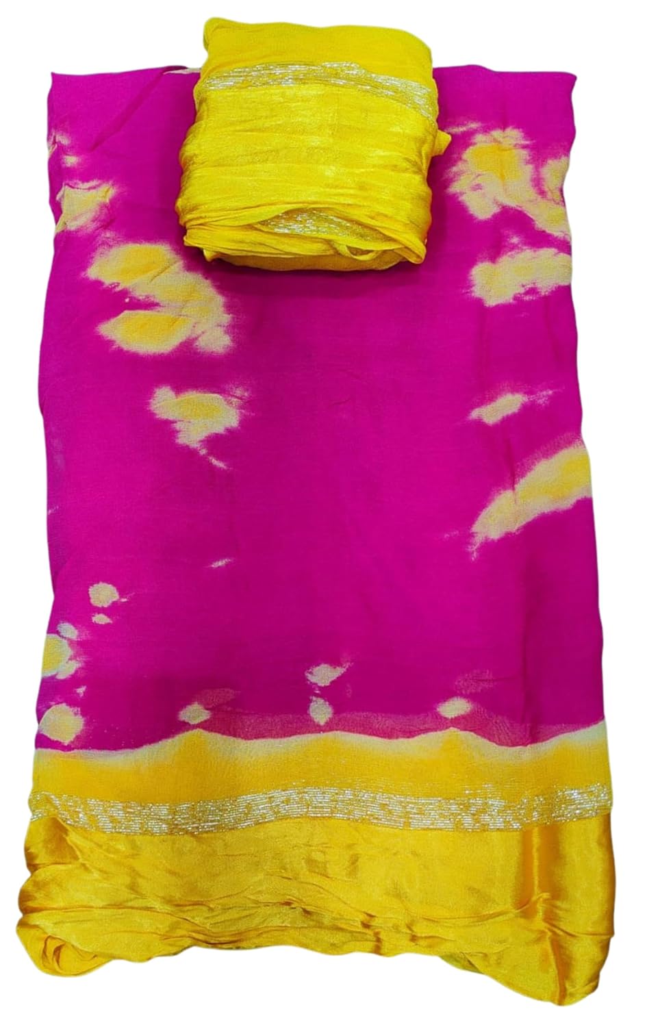 PAREEK COLLECTION Women's Pure Viscose Georgette Fabric Big Satin Patta Jaipuri Batik Rangoli Dyeing Saree with Blouse Piece - Review, Price and Buying Guide