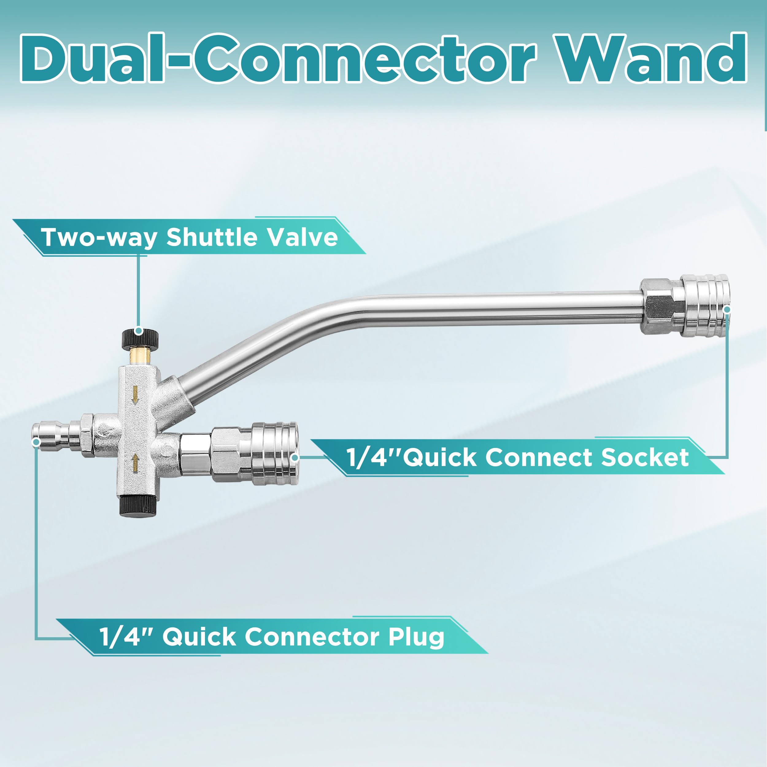 PWACCS Pistola de espuma para hidrolimpiadora con accesorio de doble conector, pistola de lavado a presión corta y kit de lavado de coche de doble punta, conector rápido de 1/4", entrada macho M22