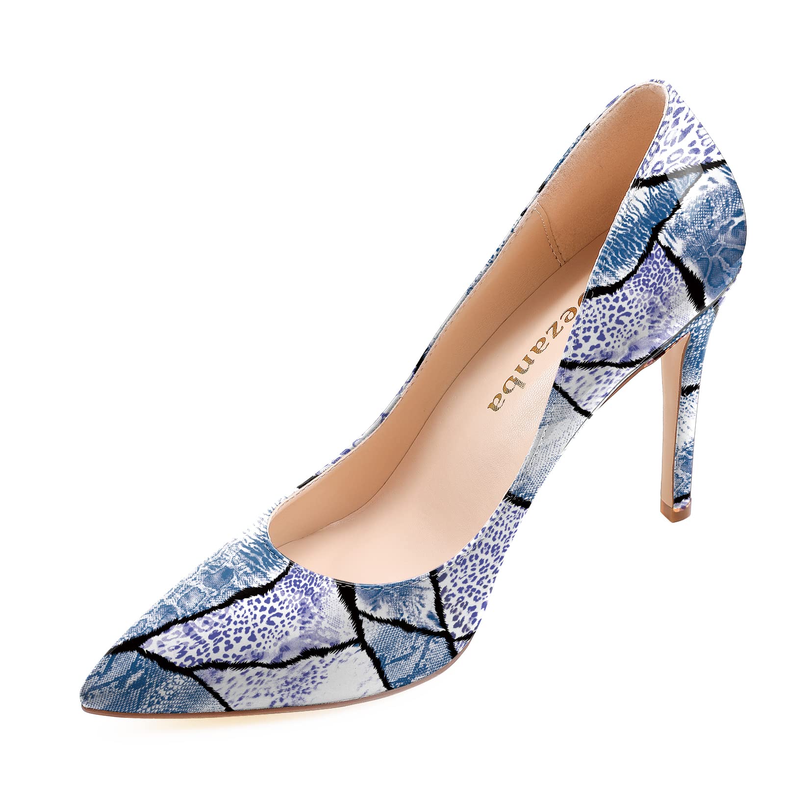 Womens High Stiletto Heels Multicolor Floral Printed Closed Toe Sexy Rivets Pumps Shoes