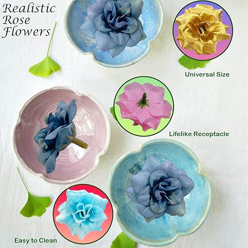 Miniatura 4 de 120 rosas artificiales de seda, cabeza de rosa falsa, cabezas de rosas para el día de San Valentín, bodas, centros de mesa, día de la madre, pared