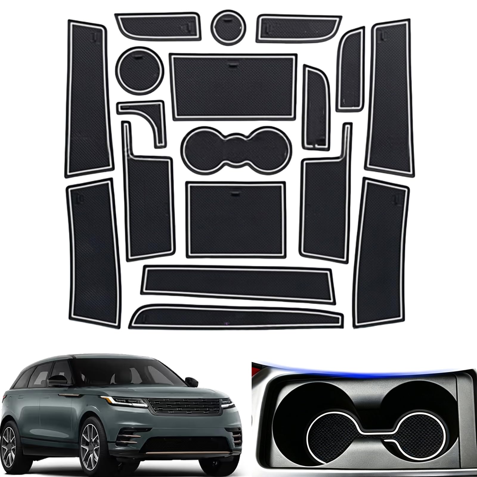 Alfombrillas Range Rover Velar forros antideslizantes para consola y puertas