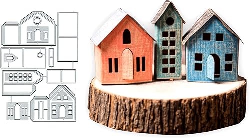 Troqueles de metal hechos a mano en 3D, troqueles de corte de puerta de casa de Navidad, plantillas de corte de troqueles para álbumes de recortes,