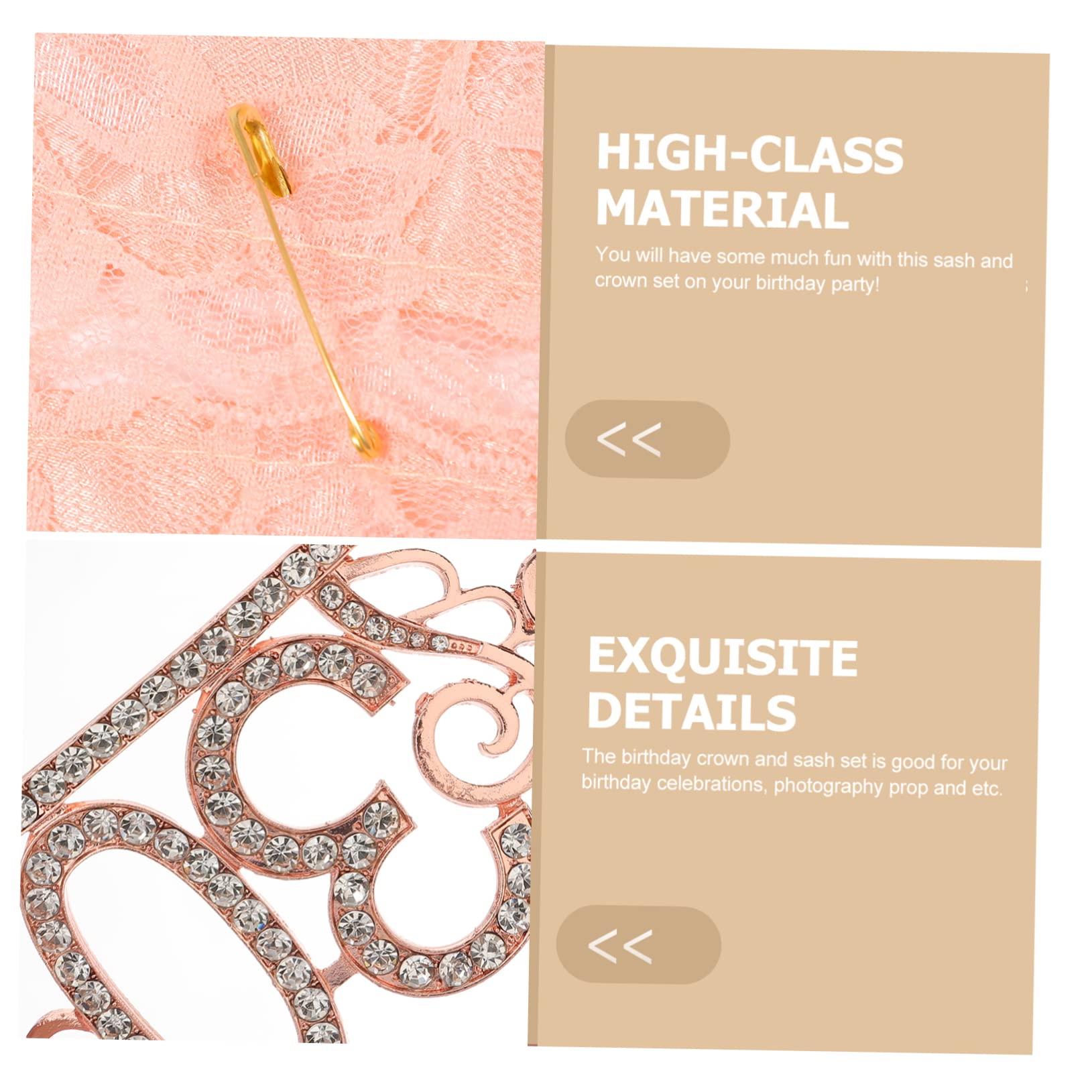Beavorty 5ensembles Sash Et Diadème Élégant Pour Anniversaire Couronne Et Écharpe Pour Femmes Accessoires De Fête Doré Pour Célébrer Les Ans
