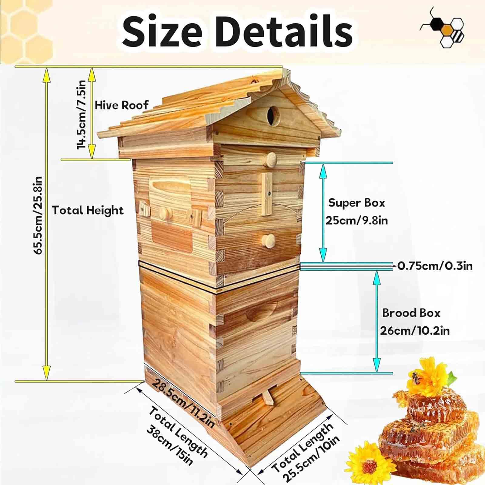 Kit per Principianti di Arnie, arnia Flow Hive, Set Completo di Arnie rivestite in Cera con Dispositivo di Estrazione del Miele, con Finestra di Osservazione,001
