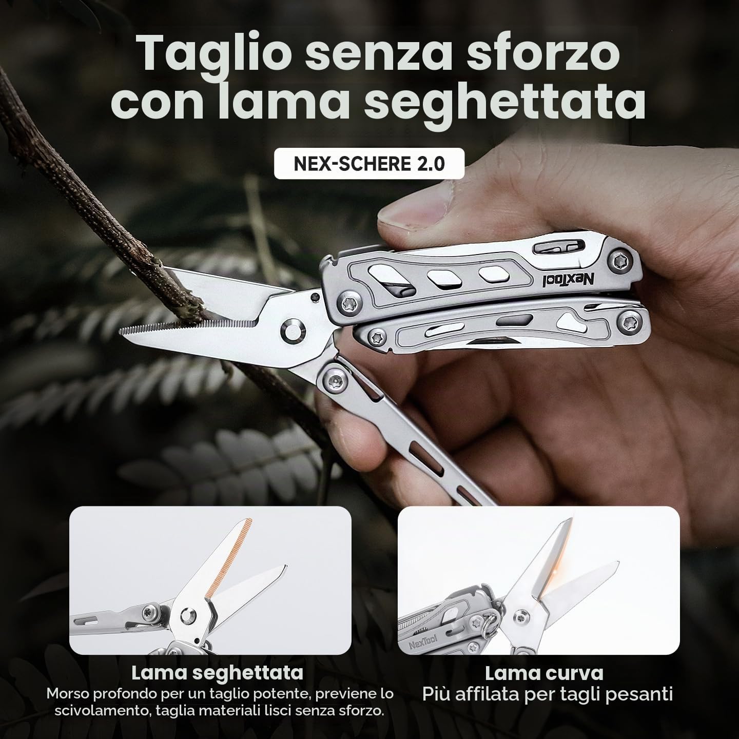 NexTool Multitool,F12 Mini Flagship 13 IN 1 Multitool Tool per portachiavi con forbici dentellate,blocco di sicurezza,aggiornamento in acciaio 80CrMoV14 per EDC,outdoor e fai da te,regalo per uomini