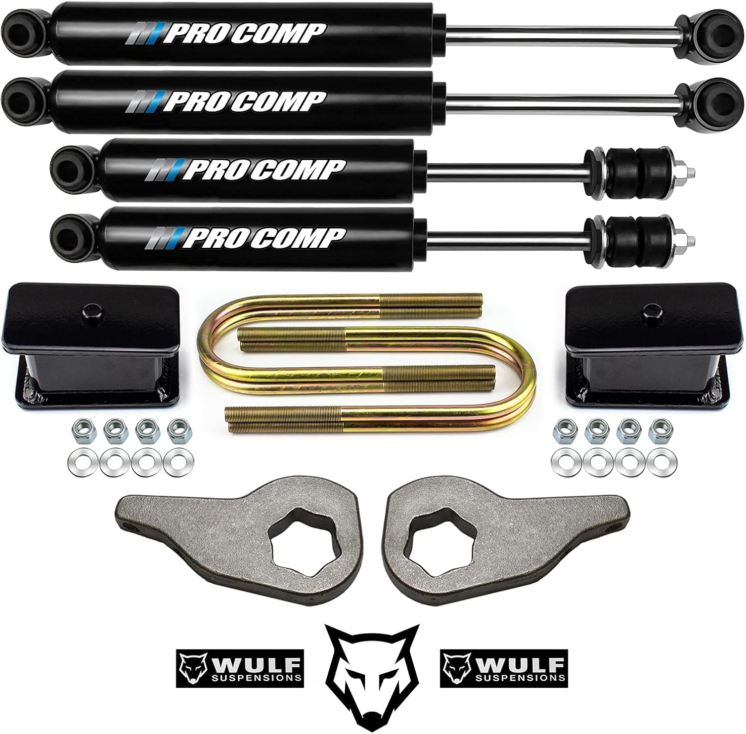 Wulf 1-3" Front 3" Rear Lift Kit with Pro Comp Shocks compatible with 2002-2005 Dodge Ram 1500 4X4 with Torsion Bar Suspension