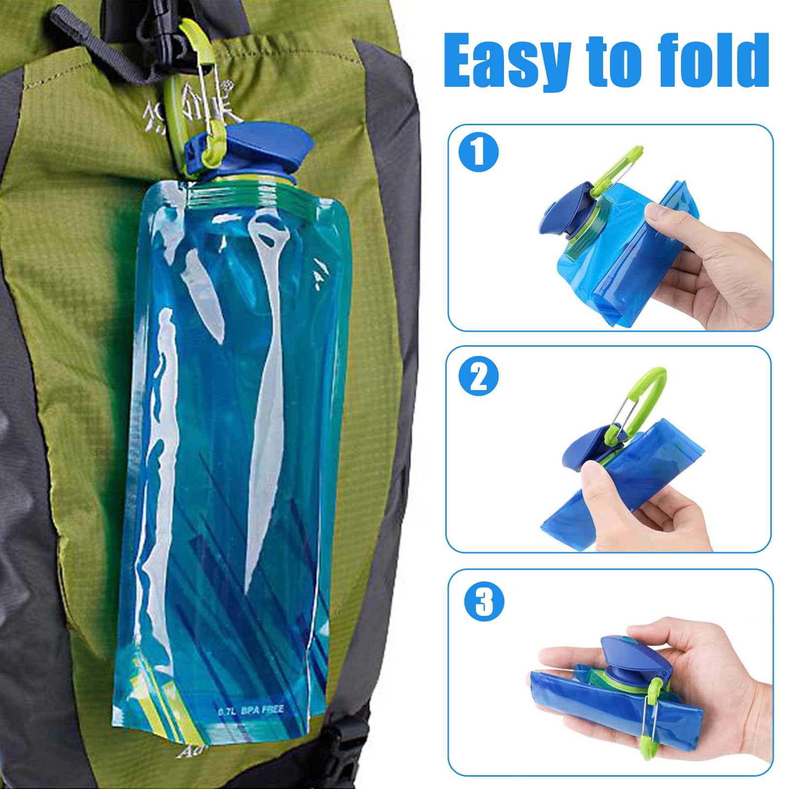 Gourdes Pliables 700 Ml - Lot De 2, Bouteilles Souples Réutilisables En PE - Pour Rando, Vélo, Voyage - 11