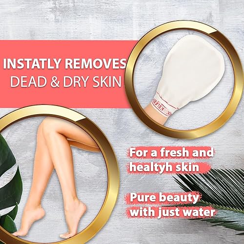 Miniatura 3 de Kelebek Guante exfoliante para el cuerpo, 4 unidades, Hammam turco Kese, guante exfoliante, limpiador de piel muerta y seca, exfoliante corporal