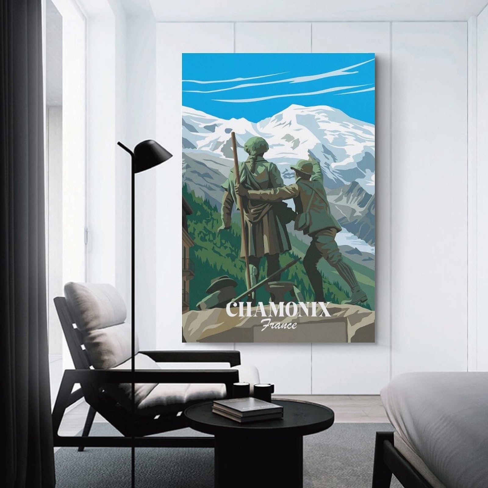Junmoney Chamonix France Wall Art Print, 24x36inch(60x90cm), for Bedroom Decor, Cosy Corners Or Studios, Canvas Wall Decor for Personal Spaces