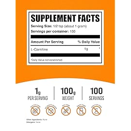 BulkSupplements.com L-Carnitine Powder - Carnitine Supplement, Amino Acid Supplement - Unflavored & Gluten Free, 1g per Serving, 1kg (Pack of 5) (11 lbs)