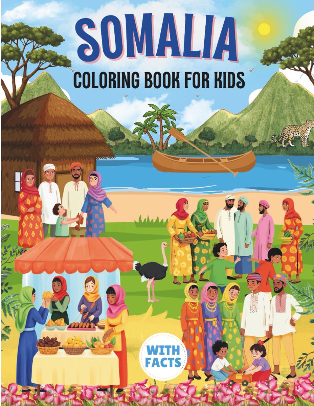 Somalia coloring book for kids with facts